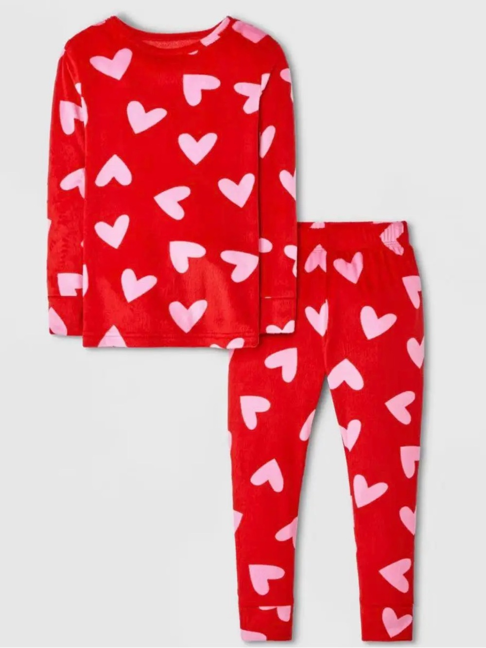 Cat & Jack Red Pajama Set with Pink Heart Print